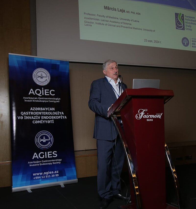 Professor Mārcis Leja presents the international and European experience in the field of gastrointestinal tumor screening in Azerbaijan